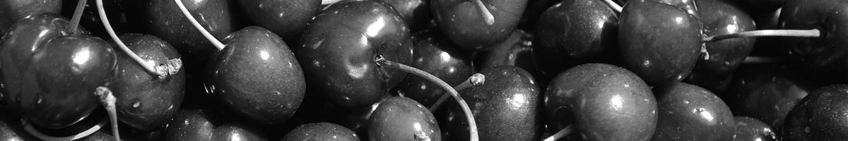 Black And White Image Of Cherries Close Up